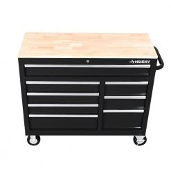 Husky 42 in. W x 18.1 in. D 8-Drawer Black Mobile Workbench Cabinet with Solid Wood Top -Tool Storage Online Shop black husky mobile workbenches h42mwc8blk a0 1000