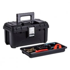 Husky 16 in. Black Plastic Portable Tool Box with Metal Latches -Tool Storage Online Shop black husky portable tool boxes 235574 44 1000