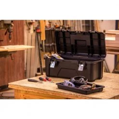 Husky 26 in. Black Plastic Portable Tool Box with Metal Latches -Tool Storage Online Shop black husky portable tool boxes 235580 4f 1000