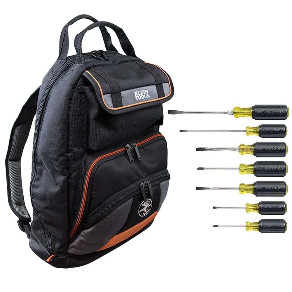 Klein Tools Tradesman Pro 17.5 in. Tool Gear Back Pack with 7-Piece Assorted Screwdriver Set 3 Klein Tools Tradesman Pro 17.5 in. Tool Gear Back Pack with 7-Piece Assorted Screwdriver Set