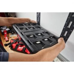 Milwaukee PACKOUT 22.3 in. Black Resin Racking Shelf with Metal Reinforced Frame -Tool Storage Online Shop black milwaukee portable tool boxes 48 22 8481 66 1000