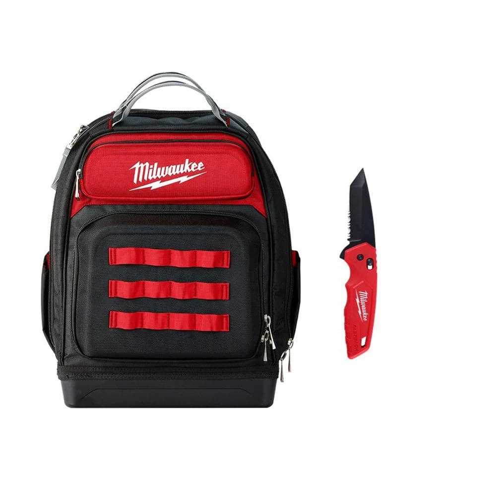 Milwaukee 15 in. Ultimate Jobsite Backpack with FASTBACK Stainless Steel Spring Assisted Folding Knife (2-Piece) 3 Milwaukee 15 in. Ultimate Jobsite Backpack with FASTBACK Stainless Steel Spring Assisted Folding Knife (2-Piece)