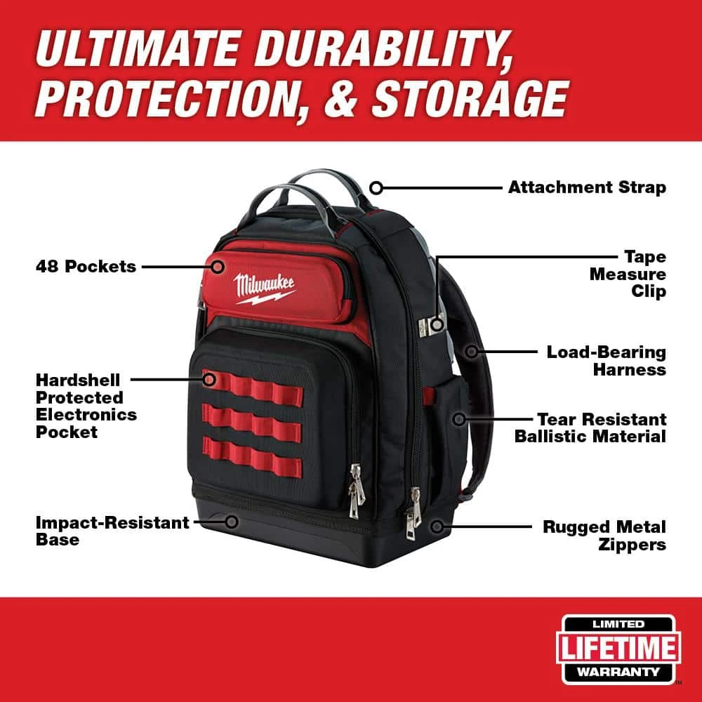 Milwaukee 15 in. Ultimate Jobsite Backpack with 5-in-1 Folding Knife 4 Milwaukee 15 in. Ultimate Jobsite Backpack with 5-in-1 Folding Knife - Image 2