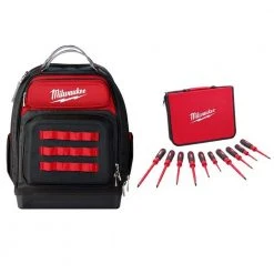 Milwaukee 15 in. Ultimate Jobsite Backpack with 1000-Volt Insulated Screwdriver Set and Case (12-Piece)