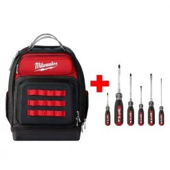 Milwaukee Ultimate Jobsite Black 15 in. Backpack with Screwdriver Cushion Grip Set (6-Piece) -Tool Storage Online Shop black milwaukee tool bags 48 22 8201 48 22 2886 fa 1000