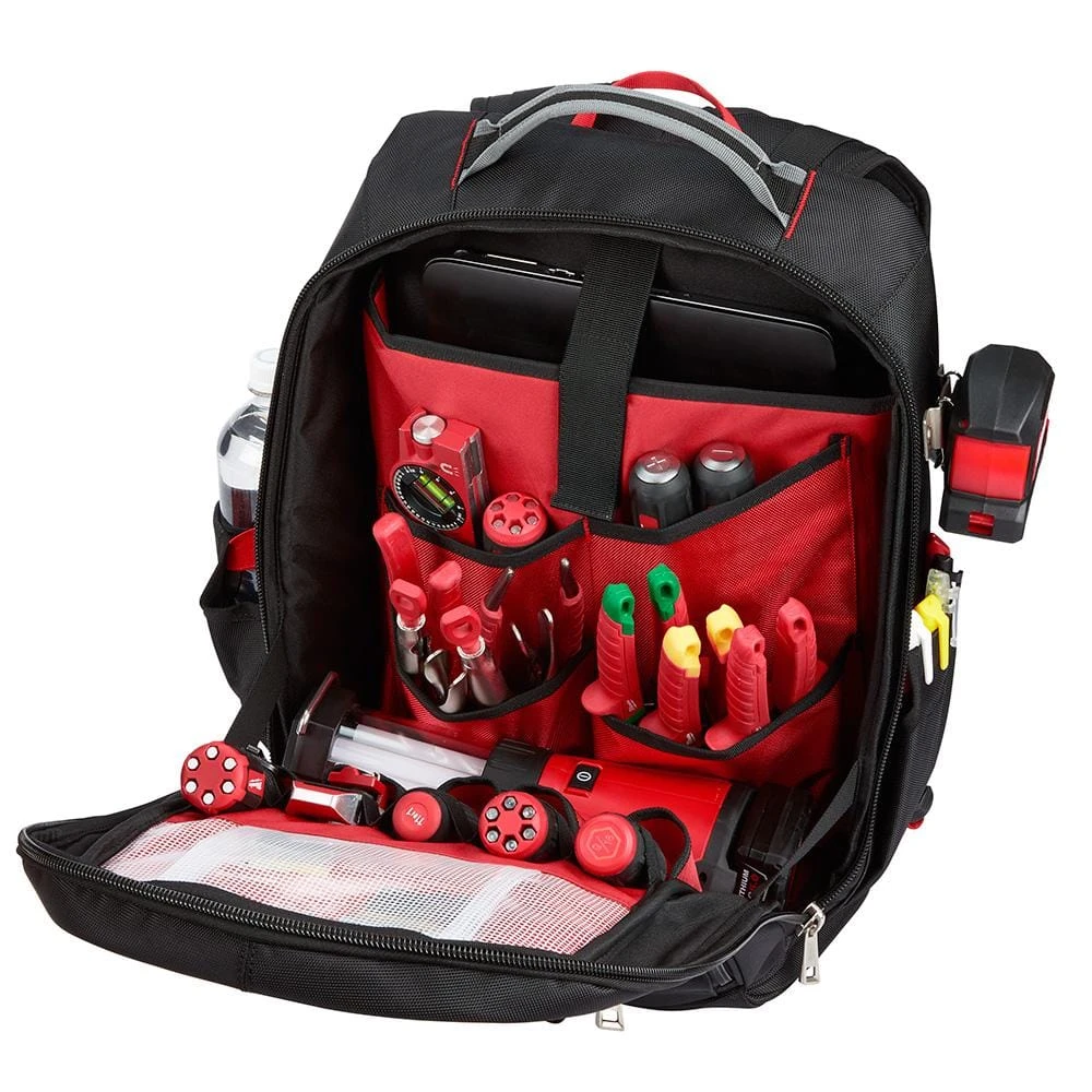 Milwaukee 14 in. Low Profile Backpack with Multi-Size Zipper Tool Bags in Red (3-Pack) 7 Milwaukee 14 in. Low Profile Backpack with Multi-Size Zipper Tool Bags in Red (3-Pack) - Image 5