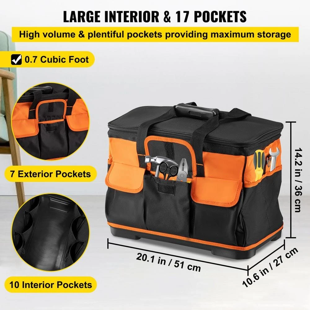 VEVOR 20 in. Rolling Tool Bag 198 lbs. Load Capacity 17-Pockets Bag Oxford Fabric Material with Telescoping Handle 7 VEVOR 20 in. Rolling Tool Bag 198 lbs. Load Capacity 17-Pockets Bag Oxford Fabric Material with Telescoping Handle - Image 5