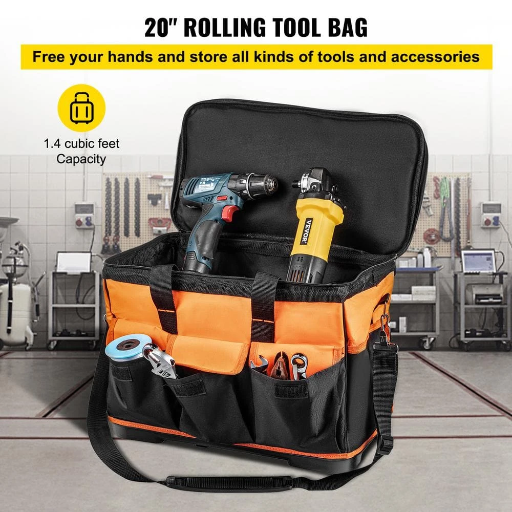 VEVOR 20 in. Rolling Tool Bag 198 lbs. Load Capacity 17-Pockets Bag Oxford Fabric Material with Telescoping Handle 5 VEVOR 20 in. Rolling Tool Bag 198 lbs. Load Capacity 17-Pockets Bag Oxford Fabric Material with Telescoping Handle - Image 3