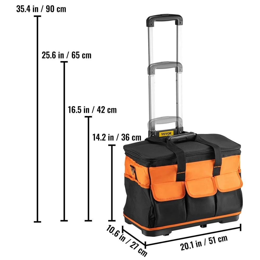 VEVOR 20 in. Rolling Tool Bag 198 lbs. Load Capacity 17-Pockets Bag Oxford Fabric Material with Telescoping Handle 9 VEVOR 20 in. Rolling Tool Bag 198 lbs. Load Capacity 17-Pockets Bag Oxford Fabric Material with Telescoping Handle - Image 7