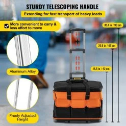 VEVOR 20 in. Rolling Tool Bag 198 lbs. Load Capacity 17-Pockets Bag Oxford Fabric Material with Telescoping Handle 15 VEVOR 20 in. Rolling Tool Bag 198 lbs. Load Capacity 17-Pockets Bag Oxford Fabric Material with Telescoping Handle -Tool Storage Online Shop black vevor portable tool boxes gjbglgjdyc203usvcv0 fa 1000