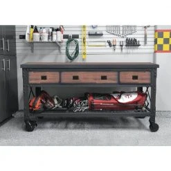 Duramax Building Products 72 in. x 24 in. 3-Drawers Rolling Industrial Workbench and Wood Top 31 Duramax Building Products 72 in. x 24 in. 3-Drawers Rolling Industrial Workbench and Wood Top -Tool Storage Online Shop brown grey duramax building products mobile workbenches 68001 31 1000