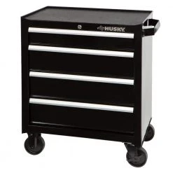 Husky 26.5 in. W x 18 in. D Standard Duty 4-Drawer Rolling Tool Cabinet in Gloss Black