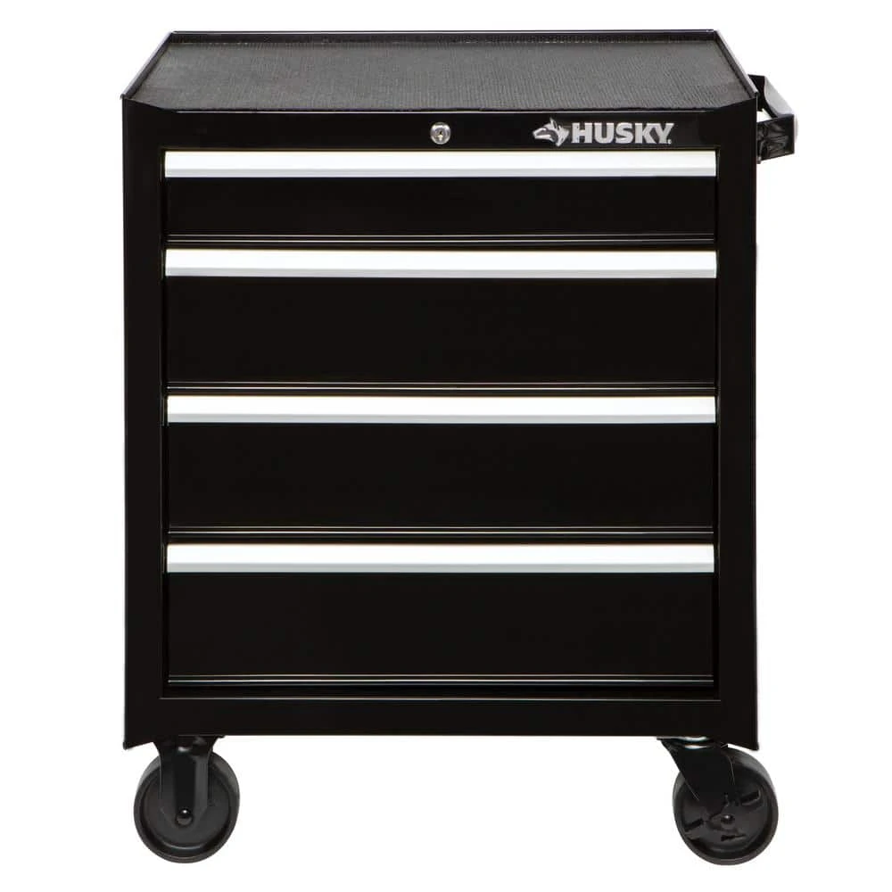 Husky 26.5 in. W x 18 in. D Standard Duty 4-Drawer Rolling Tool Cabinet in Gloss Black 7 Husky 26.5 in. W x 18 in. D Standard Duty 4-Drawer Rolling Tool Cabinet in Gloss Black - Image 5