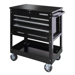 Husky 33 in. W 4-Drawer Mechanics Tool Utility Cart in Gloss Black -Tool Storage Online Shop gloss black husky tool carts houc3304b10 4f 1000