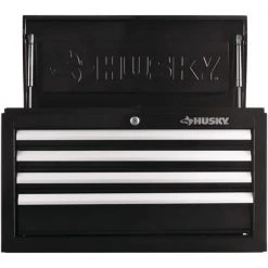 Husky 26 in. W x 12 in. D Standard Duty 4-Drawer Top Tool Chest in Gloss Black 21 Husky 26 in. W x 12 in. D Standard Duty 4-Drawer Top Tool Chest in Gloss Black -Tool Storage Online Shop gloss black husky top tool chests hkst98065bk 1d 1000