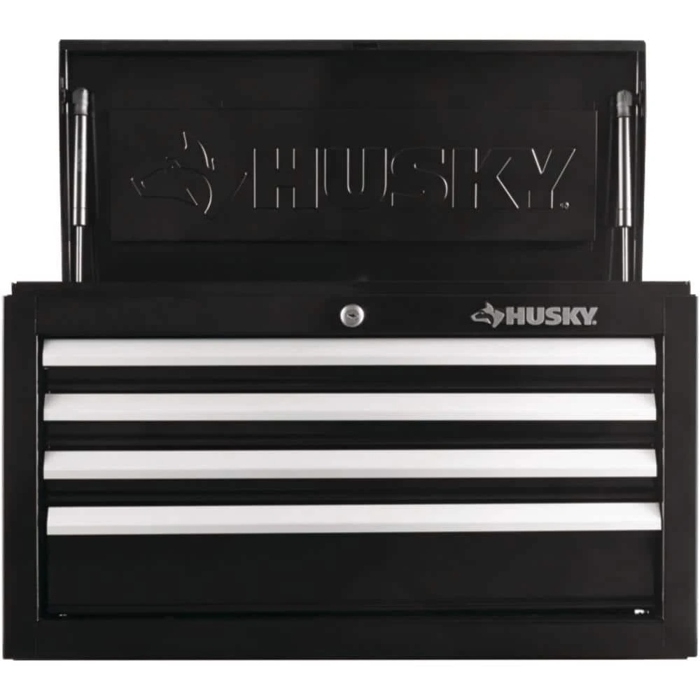 Husky 26 in. W x 12 in. D Standard Duty 4-Drawer Top Tool Chest in Gloss Black 7 Husky 26 in. W x 12 in. D Standard Duty 4-Drawer Top Tool Chest in Gloss Black - Image 5