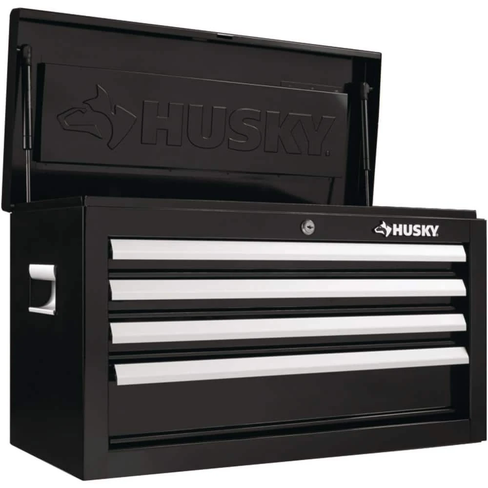 Husky 26 in. W x 12 in. D Standard Duty 4-Drawer Top Tool Chest in Gloss Black 17 Husky 26 in. W x 12 in. D Standard Duty 4-Drawer Top Tool Chest in Gloss Black - Image 15