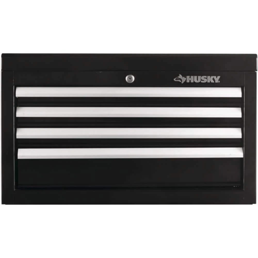 Husky 26 in. W x 12 in. D Standard Duty 4-Drawer Top Tool Chest in Gloss Black 5 Husky 26 in. W x 12 in. D Standard Duty 4-Drawer Top Tool Chest in Gloss Black - Image 3