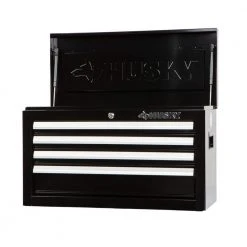 Husky 26 in. W x 12 in. D Standard Duty 4-Drawer Top Tool Chest in Gloss Black 25 Husky 26 in. W x 12 in. D Standard Duty 4-Drawer Top Tool Chest in Gloss Black -Tool Storage Online Shop gloss black husky top tool chests hkst98065bk 4f 1000