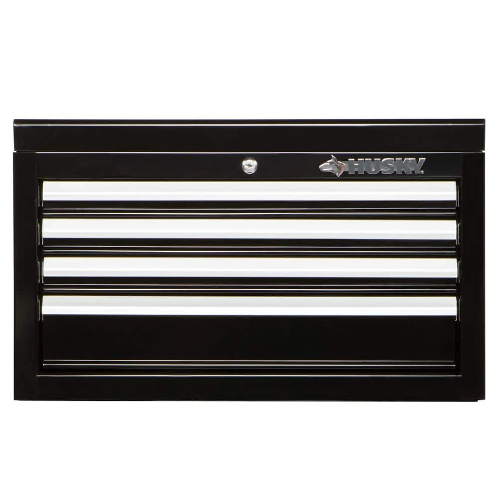 Husky 26 in. W x 12 in. D Standard Duty 4-Drawer Top Tool Chest in Gloss Black 3 Husky 26 in. W x 12 in. D Standard Duty 4-Drawer Top Tool Chest in Gloss Black