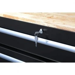 Husky 46 in. W x 24.5 in. D Standard Duty 9-Drawer Mobile Workbench Tool Chest with Solid Wood Top in Gloss Black -Tool Storage Online Shop gloss black with silver trim husky mobile workbenches h46mwc9v2 4f 1000