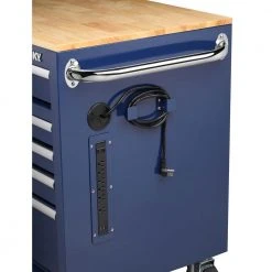 Husky 46 in. W x 24.5 in. D Standard Duty 9-Drawer Mobile Workbench Tool Chest with Solid Wood Top in Gloss Blue -Tool Storage Online Shop gloss blue with silver trim husky mobile workbenches h46mwc9gbv2 76 1000