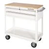 Husky 36 in. 3-Drawer with Solid Wood Top in Gloss White Utility Cart -Tool Storage Online Shop gloss white husky tool carts houc3603bj1 64 1000