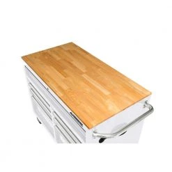 Husky 46 in. W x 24.5 in D Standard Duty 9-Drawer Mobile Workbench Tool Chest with Solid Wood Top in Gloss White -Tool Storage Online Shop gloss white with silver trim husky mobile workbenches hotc4609bj6m fa 1000