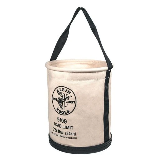 Klein Tools Canvas Bucket, Wide-Opening, Straight-Wall, Molded Bottom, 12-Inch -Tool Storage Online Shop natural canvas klein tools tool bags 5109 64 1000