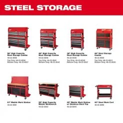 Milwaukee 46 in. 8-Drawer Steel Storage Top Chest in Red and Black -Tool Storage Online Shop red and black textured powder coating milwaukee top tool chests 48 22 8510 1d 1000