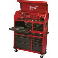 Milwaukee 46 in. 8-Drawer Steel Storage Top Chest in Red and Black -Tool Storage Online Shop red and black textured powder coating milwaukee top tool chests 48 22 8510 31 1000