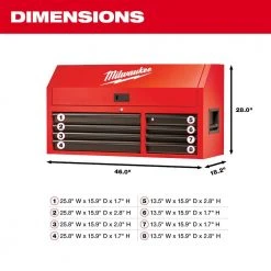 Milwaukee 46 in. 8-Drawer Steel Storage Top Chest in Red and Black -Tool Storage Online Shop red and black textured powder coating milwaukee top tool chests 48 22 8510 40 1000
