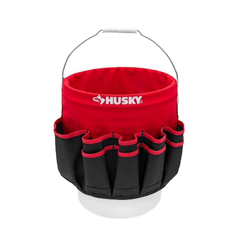 Husky 12 in. 30 Pocket Heavy Duty Bucket Jockey 5 Gallon In-Bucket Storage Tool Bag 3 Husky 12 in. 30 Pocket Heavy Duty Bucket Jockey 5 Gallon In-Bucket Storage Tool Bag