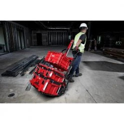 Milwaukee PACKOUT 20 in. 2-Wheel Utility Cart & M18 FUEL PACKOUT 18-Volt Lithium-Ion Cordless 2.5 Gal. Wet/Dry Vacuum (Tool-Only) -Tool Storage Online Shop red black milwaukee modular tool storage systems 48 22 8415 0970 20 31 1000
