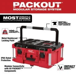 Milwaukee PACKOUT 20 in. 2-Wheel Utility Cart with Large Tool Box (2-Piece) -Tool Storage Online Shop red black milwaukee modular tool storage systems 48 22 8415 48 22 8425 40 1000