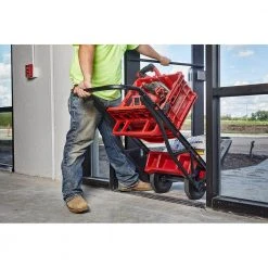 Milwaukee PACKOUT 20 in. 2-Wheel Utility Cart with (1) PACKOUT Tool Storage Crate -Tool Storage Online Shop red black milwaukee modular tool storage systems 48 22 8415 48 22 8440x1 c3 1000