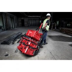Milwaukee PACKOUT 20 in. 2-Wheel Utility Cart with (2) PACKOUT Tool Storage Crates 26 Milwaukee PACKOUT 20 in. 2-Wheel Utility Cart with (2) PACKOUT Tool Storage Crates -Tool Storage Online Shop red black milwaukee modular tool storage systems 48 22 8415 48 22 8440x2 44 1000