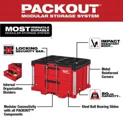 Milwaukee PACKOUT 20 in. 2-Wheel Utility Cart with 2-Drawer Tool Box -Tool Storage Online Shop red black milwaukee modular tool storage systems 48 22 8415 48 22 8442 40 1000