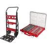 Milwaukee PACKOUT 20 in. 2-Wheel Folding Utility Cart w/3/8 in. and 1/4 in. SAE/Metric Mechanics Set (107-Piece) -Tool Storage Online Shop red black milwaukee modular tool storage systems 48 22 8415 48 22 9486 64 1000