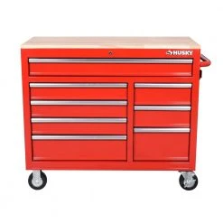 Husky 42 in. W x 18.1 in. D 8-Drawer Red Mobile Workbench Cabinet with Solid Wood Top -Tool Storage Online Shop red husky mobile workbenches h42mwc8red 40 1000