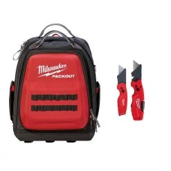Milwaukee 15 in. PACKOUT Backpack with FASTBACK 6-In-1 Folding Utility Knife and FASTBACK Compact Folding Utility Knife Set