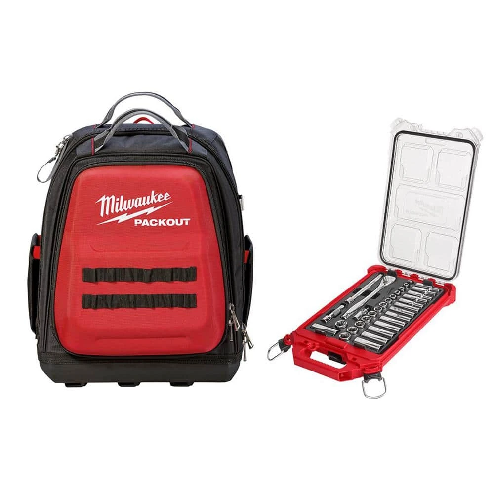 Milwaukee 15 in. PACKOUT Backpack 3/8 in. Drive METRIC Ratchet and Socket Mechanics Tool Set with PACKOUT Case (32-Piece) 3 Milwaukee 15 in. PACKOUT Backpack 3/8 in. Drive METRIC Ratchet and Socket Mechanics Tool Set with PACKOUT Case (32-Piece)