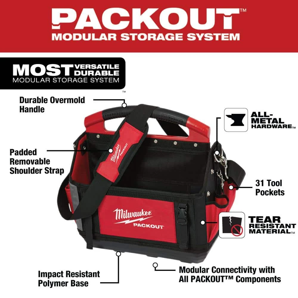 Milwaukee 15 in. PACKOUT Tote with Tool Bag 4 Milwaukee 15 in. PACKOUT Tote with Tool Bag - Image 2