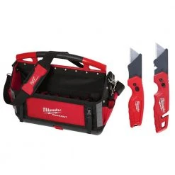 Milwaukee 20 in. PACKOUT Tote with Fastback Folding Utility Knife Set (2-Pack)