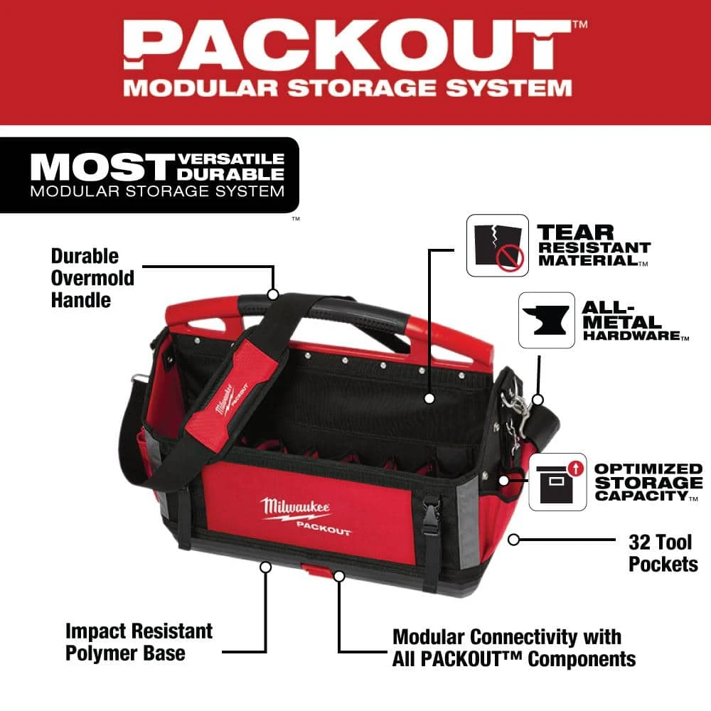Milwaukee 20 in. PACKOUT Tote with Tool Bag 4 Milwaukee 20 in. PACKOUT Tote with Tool Bag - Image 2
