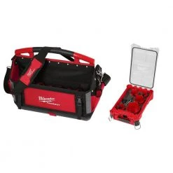 Milwaukee 20 in. PACKOUT Tote with BIG HAWG Carbide Hole Saw Kit (9-Piece) with PACKOUT Case