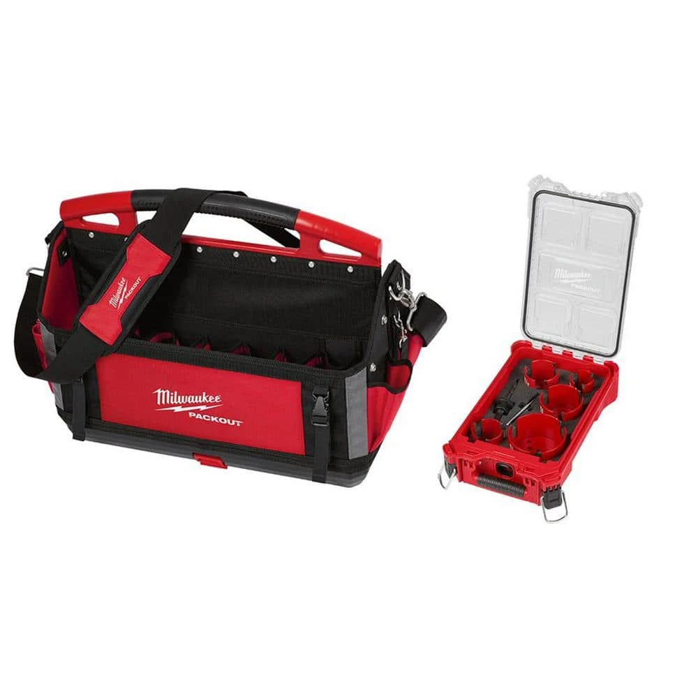 Milwaukee 20 in. PACKOUT Tote with BIG HAWG Carbide Hole Saw Kit (9-Piece) with PACKOUT Case 3 Milwaukee 20 in. PACKOUT Tote with BIG HAWG Carbide Hole Saw Kit (9-Piece) with PACKOUT Case