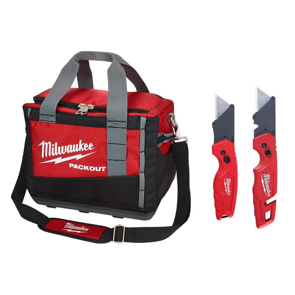 Milwaukee 15 in. PACKOUT Tool Bag with Fastback Folding Utility Knife Set (2-Pack) 3 Milwaukee 15 in. PACKOUT Tool Bag with Fastback Folding Utility Knife Set (2-Pack)
