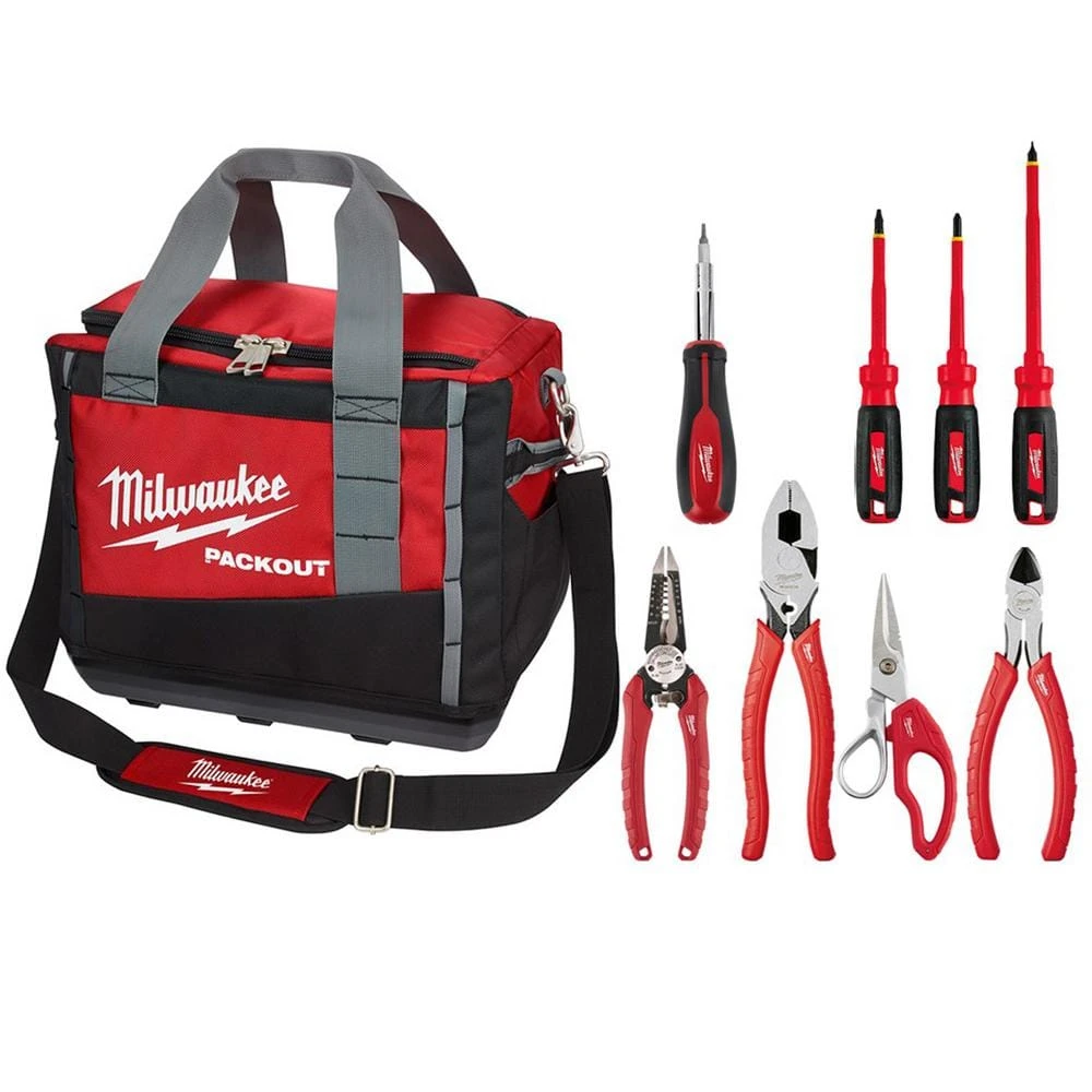 Milwaukee 15 in. PACKOUT Tool Bag & Electrician Hand Tool Set (9-Piece) 3 Milwaukee 15 in. PACKOUT Tool Bag & Electrician Hand Tool Set (9-Piece)