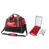 Milwaukee 20 in. PACKOUT Tool Bag and SHOCKWAVE Impact Duty Alloy Steel Screw Driver Bit Set with PACKOUT Case (100-Piece) -Tool Storage Online Shop red milwaukee modular tool storage systems 48 22 8322 48 32 4082 64 1000
